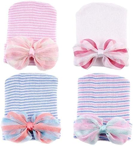 Ademoo Newborn Baby Girls Nursery Beanie Hospital Hat with Bow