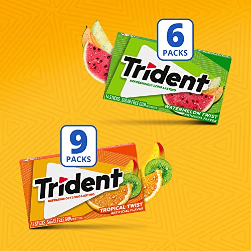 Trident Sugar Free Gum Variety Pack, Watermelon Twist & Tropical Twist