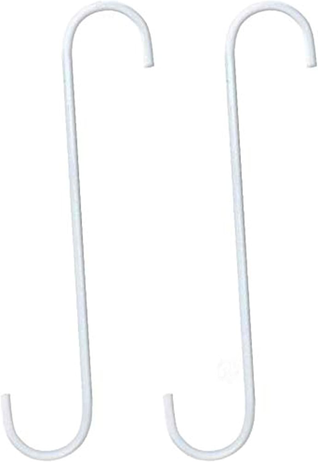 Outdoor Hanging Brackets - SunGrow S-Shaped Metal Hangers, White Hook Stakes for Bird Feeder, Birdhouse, Outdoor Decor, Air Plant Orbs, Lights, Lanterns, Flower Baskets and More, Heavy-Grade Stainless Steel, 2 Pack