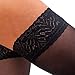 THIGH HIGH Opaque  Lace Top Stockings Sheer Nylon Pantyhose,black,3/4 - Medium/Large