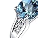 PEORA Swiss Blue Topaz and Diamond Cathedral Ring for Women 14K White Gold, Natural Gemstone Birthstone, 2.25 Carats Round Shape, 8mm, Sizes 5 to 9