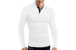 KUYIGO Men's Short Long Sleeve Polo Shirts Casual Slim Fit Basic Designed Cotton Shirt Tops