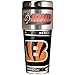 NFL Cincinnati Bengals Metallic Travel Tumbler, Stainless Steel and Black Vinyl, 16-Ounce