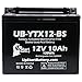 Replacement 2004 Suzuki VL800 Intruder Volusia, 800 CC Factory Activated, Maintenance Free, Motorcycle Battery - 12V, 10Ah, UB-YTX12-BS