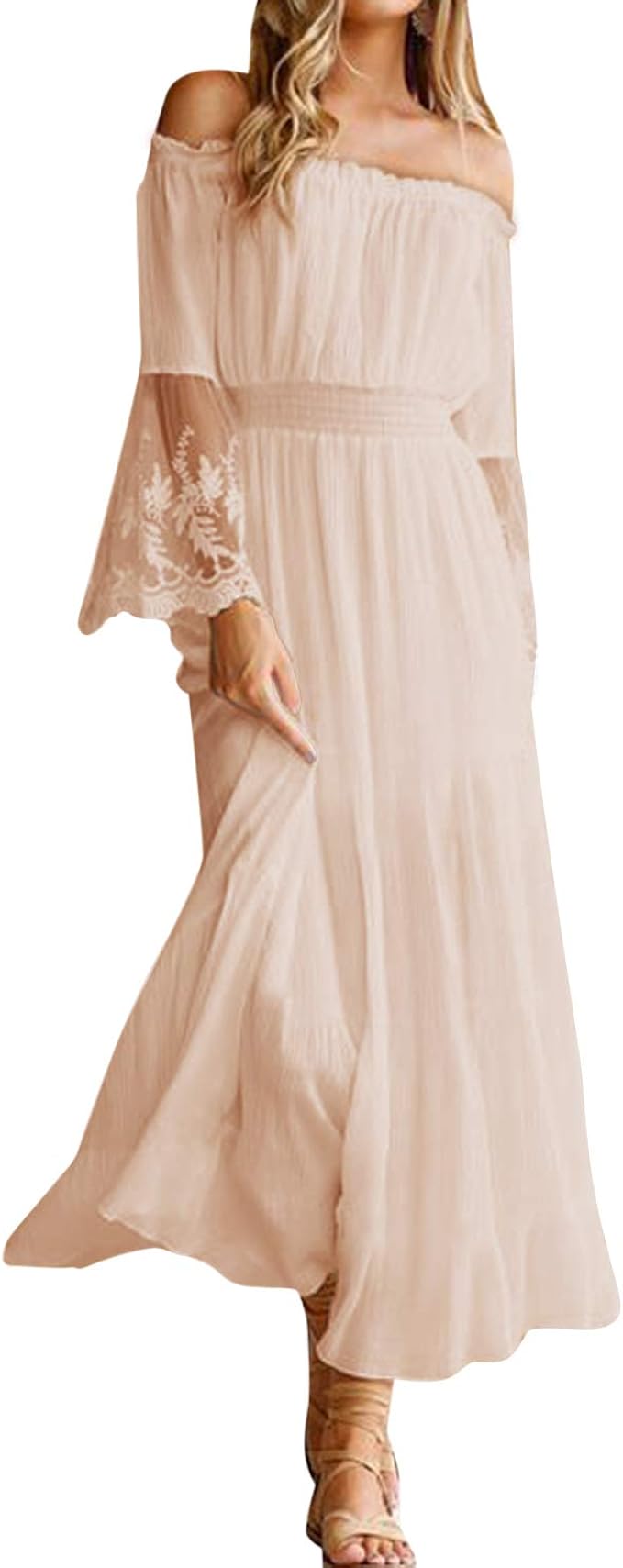 long sleeve off the shoulder maxi dress