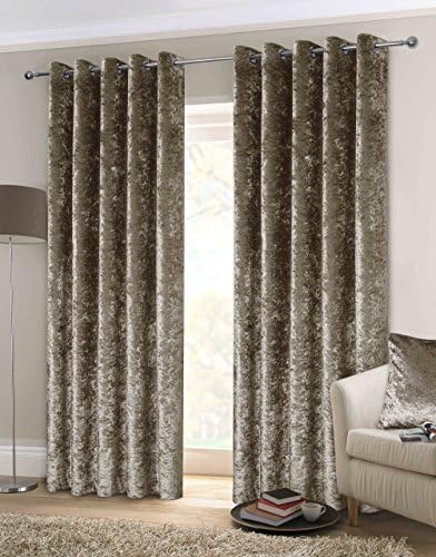 Rapport Home Crushed Velvet Eyelet Curtains, 66" x 90"-Mink, Polyester, 1 x 229 x 168 cm