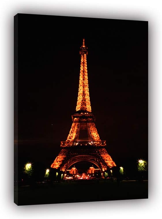 Fajerminart LED Light Canvas Painting, Paris Eiffel Tower Landscap, LED Canvas Prints Painting Art, Total Size 40x60cm Ready to Hang(Wooden Frame)(LED Light Bar)