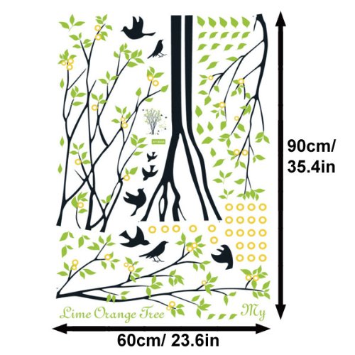 BestOfferBuy-Calcomana-Pegatina-para-Pared-Hojas-Lima-Cayendo-de-Naranjo-Pjaros-Volando