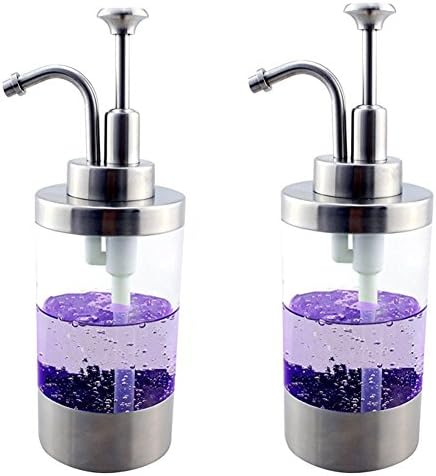 Cozhome 2Pieces Best Soap Dispenser (Satin Finished) Use SUS 304 Stainless Steel / Liquid Dispenser Pump Bottle Modern Bathroom / Kitchen Countertop / Clear Acrylic For Lotion &amp; Dish Soap Bottle