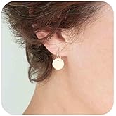 Yheakne Boho Circle Disc Drop Earrings Gold Round Coin Hook Earring Coin Dangle Earrings Trendy Minimalist Earrings Jewelry for Women