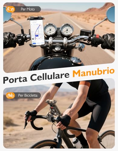 Rolgno Mobile Phone Holder for Motorcycle, [Dumper Anti-Vibration & 1S Lock] Mobile Phone Holder Bike Handlebar, 360° Rotatable Motorcycle Phone Holder with Shock Absorbers, Compatible iPhone, Galaxy
