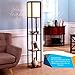 Brightech - Maxwell Shelf Floor Lamp - Modern Mood Lighting for your Living Room and Bedroom - Shade Diffused Light Source with Open-Box Shelves - Walnut Brown