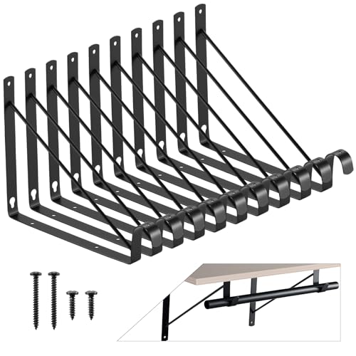 Closet Rod Brackets 11x9.5in, 10 Pack Closet Shelf Brackets, Black at Amazon