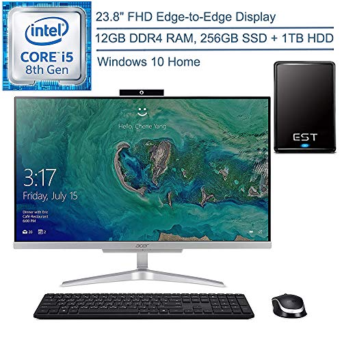 2020 Acer Aspire C24 AIO 23.8″ FHD All-in-One Desktop Computer, 8th Gen Intel Quad-Core i5-8250U up to 3.4GHz, 12GB DDR4 RAM, 256GB SSD + 1TB HDD, AC WiFi, Windows 10 + EST 320GB External Hard Drive