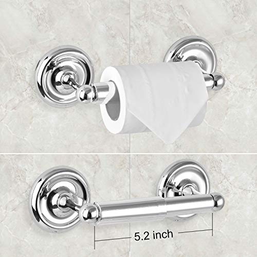 TONIAL Bath Hardware Accessories Set Wall Mounted 6 Piece Include 23.5 inch Towel Bar Towel Ring Robe Hook Toilet Paper Holer Soap Dish Toothbrush Holder Chrome
