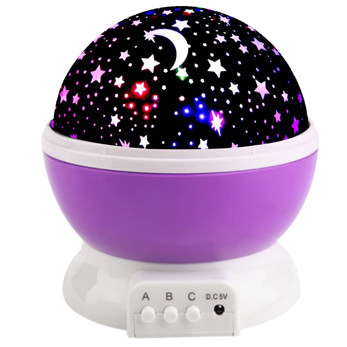 Photo 1 of Borelor Star Night Light for Kids, 12 Color Changing Lights Modes with USB Cable, 360°Rotating Moon Star Projector Desk Lamp for Bedroom Party Decor & Girls Birthday Gift (Purple)