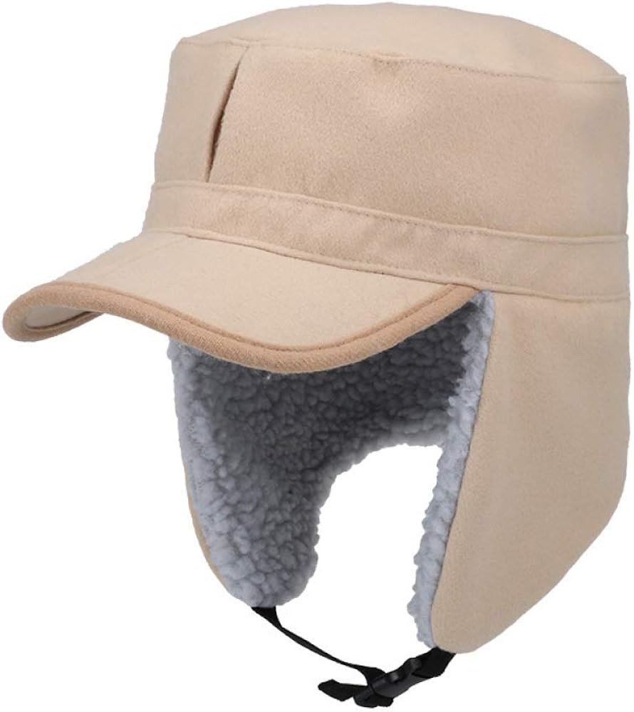 HunterBee Khaki Winter Warm Fleece Kids Boys Men Visor Trapper hat Ear