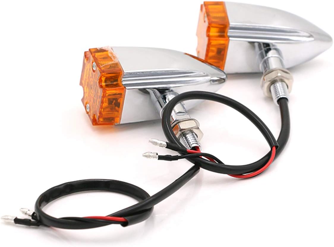 ATR 2pcs Universal Aluminum LED Maltese Cross Motorcycle Turn Signal Lights Indicator Light Blinkers Taillight Lamp For Honda Harley Kawasaki Suzuki Yamaha (Chrome)