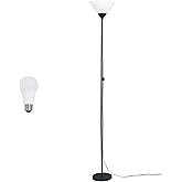 Simple Designs LF1011-BLK-LB 70" 1 Light Stick Torchiere Floor Lamp with LED Bulb, Black