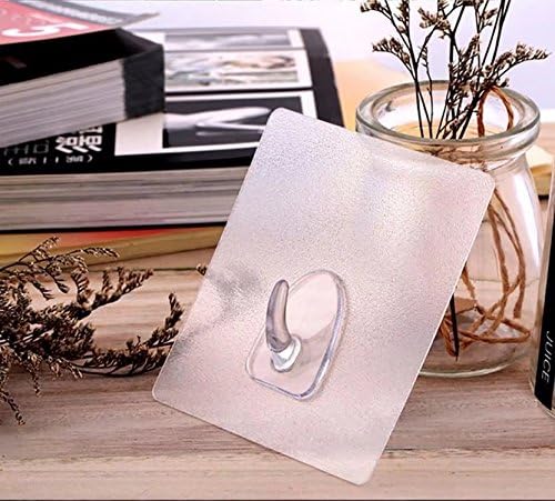Nice2MiTu 6 Piece Adhesive Hooks Heavy Duty Nail Free, Removable, Transparent, Reusable, Sticky Washable Hanger, Ultra Strong Wall Hooks for Kitchen And Bathroom