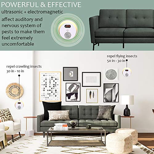 Ultrasonic Electronic Pest Repeller. UPGRADED 2019 Electronic Pest Repellent, plug in to avoid ALL Insects, Mosquitoes, Mice, Spiders, Ants, Rats - 100% safe and Eco Friendly. LED (on/off) nightlight.