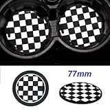 2pcs 77mm Black Checkered Checkerboard Pattern MINI