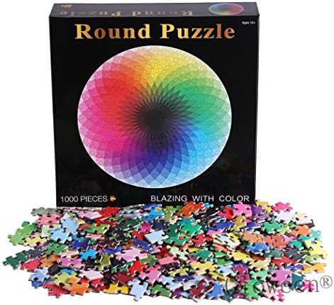1000 Pcs Round Jigsaw Puzzles,Gloween Rainbow Palette Jigsaw Puzzle, Intellectual Game for Adults and Kids, Learning and Education Toys