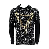 Switch Remarkable - Men's Foil Paint Splatter Bull T-Shirts - Black/Gold