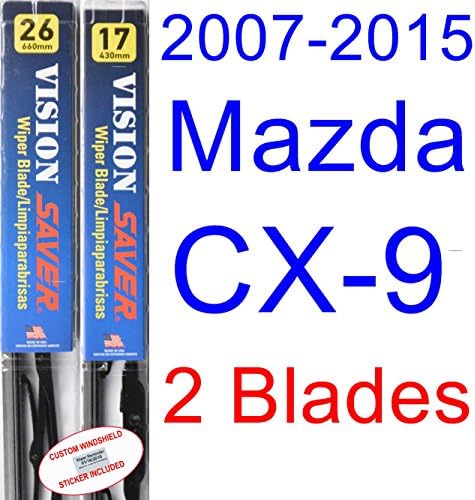 2007-2015 Mazda CX-9 Replacement Wiper Blade Set/Kit (Set of 2 Blades) (Saver Automotive Products-Vision Saver) (2008,2009,2010,2011,2012,2013,2014)