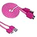 ABC USB Sync Data Charger Braided Cable for Samsung Galaxy S5 I9600 G900 (Hot Pink)