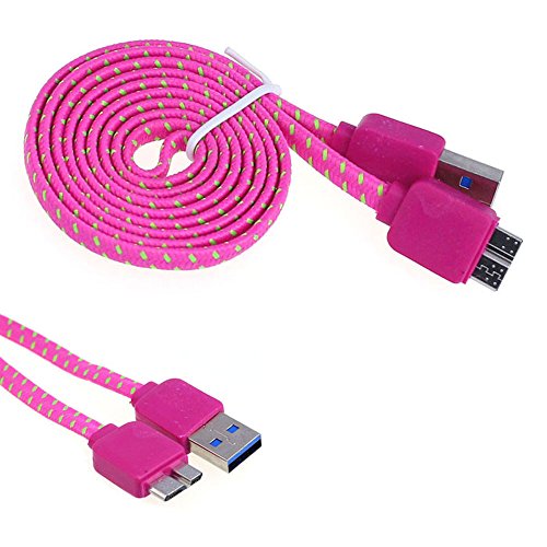 ABC USB Sync Data Charger Braided Cable for Samsung Galaxy S5 I9600 G900 (Hot Pink)