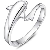 TomSunlight 925 Sterling Silver Dolphin Ring Finger Fashion Women Lady Ring Opening Adjustable gift