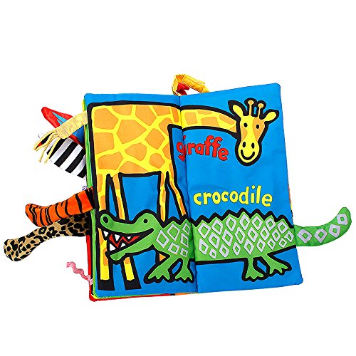 image for SUPOW Soft Cloth Books -Funny Animal Tails Cloth book Baby Toy Cloth D