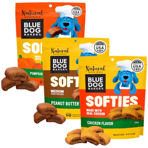 Blue Dog Bakery Softies Variety Pack, Soft & Chewy Peanut Butter, Chicken, & Pu…