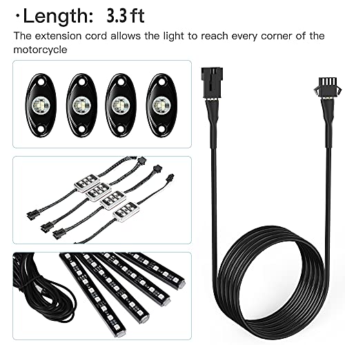 Mellbree-4pcs-40inch-Rock-Lights-Extension-Cord-4-pin-Extension-Wire-Cable-Connector-Power-Extender-Set-Compatible-for-RGB-LED-Rock-Multi-Color-Neon-Lights-Strip-for-Motorcycle-Auto-ATV-Truck-Jeep
