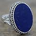 NOVICA Artisan Handmade Lapis Lazuli Cocktail Ring Blue Oval India .925 Sterling Silver Riverside Birthstone 'Pool of Memories'