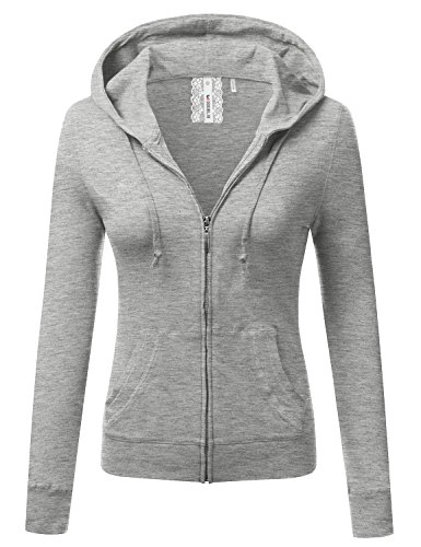 Doublju Lightweight Thin Zip-Up Hoodie Jacket (Plus size available) H.GRAY 3XL
