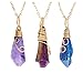 sedmart Handmade Amethyst Blue Titanium pendant Quartz Necklace gemstone jewelry Mothers Day Gifts