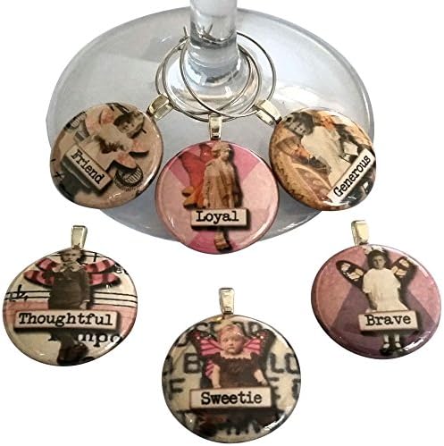 Inspirational Friendship Wine Glass Charms - Set of 6 Handmade Wine Glass Charms. Always know which glass is yours with these wine markers!