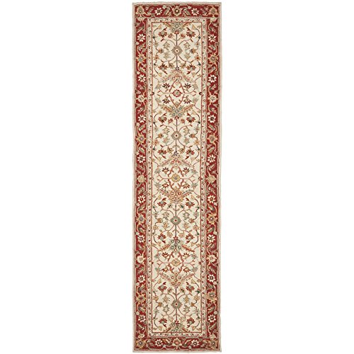 Safavieh Chelsea Collection HK751C Hand-Hooked Ivory and Red Premium Wool Runner (2'6" x 10')
