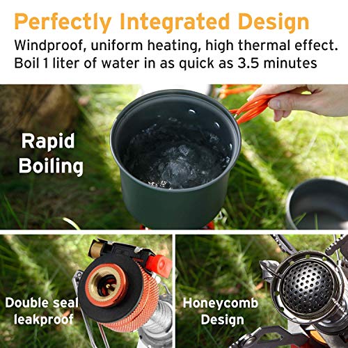 Etekcity Ultralight Portable Outdoor Backpacking Camping Stove with Piezo Ignition (Orange, 1 Pack)