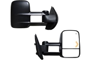 AERDM New Pair Towing Mirrors Compatible with 2007-2014 Chevy Silverado GMC Sierra Power Operated glass Heated Trailer Side Mirrors Black LH RH with Arrow Signal Light Side Mirrors and Dual Glass