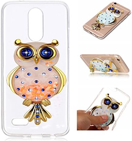 ZTE Max XL Case,ZTE N9560 Case,XIHUA Luxury Crystal Rhinestone Soft Rubber Bumper Bling Diamond Glitter Mirror Makeup Case with Ring Stand Holder for ZTE MAX XL- Owl Gold