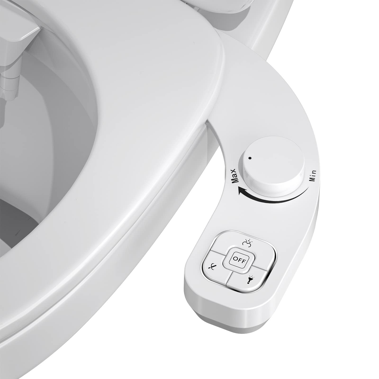 Bidet Attachment for Toilet UK,Samodra 8.0 Spa Bidet Toilet Seat Attachment with Non-Electric Self-Cleaning Dual Nozzles Posterior & Feminine Wash Cold Water,Adjustable Water Pressure (White-Left)