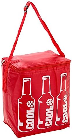 EGT 6 Litre Insulated Thermal Cooler Cool Bag Lunch Food Cans Ice Camping Shoulder Strap 6 Litre Bag Red