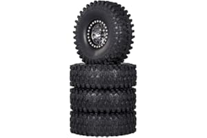 GoolRC 4PCS 1.9 Inch RC Crawler Rubber Tires with Metal Rim Replacement for 1/10 RC Rock Crawler Traxxas TRX-4 TRX-6 Axial Scx10 90046 RC4WD RC Car Parts (Titanium)
