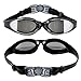 Swim Goggles, EveShine Mirrored Swimming Goggles with Anti-Fog Crystal Clear Lenses, Watertight Comfortable Fit Swim Glass for Adult Children Men Women And Kids - Black