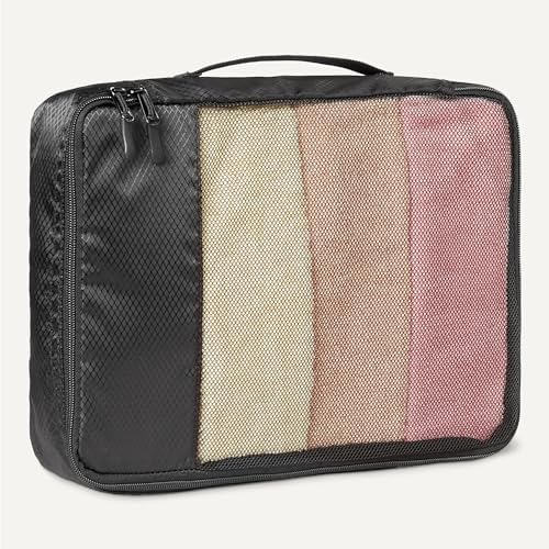 Conjunto de 8 cubos de bagagem de viagem, organizador de bagagem com fecho duplo, 100% poliéster, várias dimensões, preto