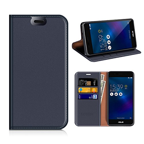 Asus Zenfone 3 Max ZC520TL Wallet Case, Mobesv Zenfone 3 Max ZC520TL Leather Case/Phone Flip Book Cover/Viewing Stand/Card Holder for Asus Zenfone 3 Max ZC520TL, Dark Blue