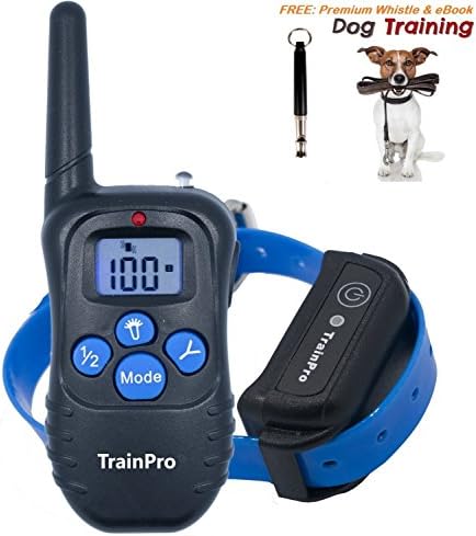 TrainPro Shock Collar for Dog Training | 330 Yard Rechargeable Waterproof e-Collar with Tone | Shock | Vibration | BONUS eBook and Dog Whistle